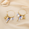 Boucles d’oreilles créoles marin acier perle nacre 0326171 bleu foncé