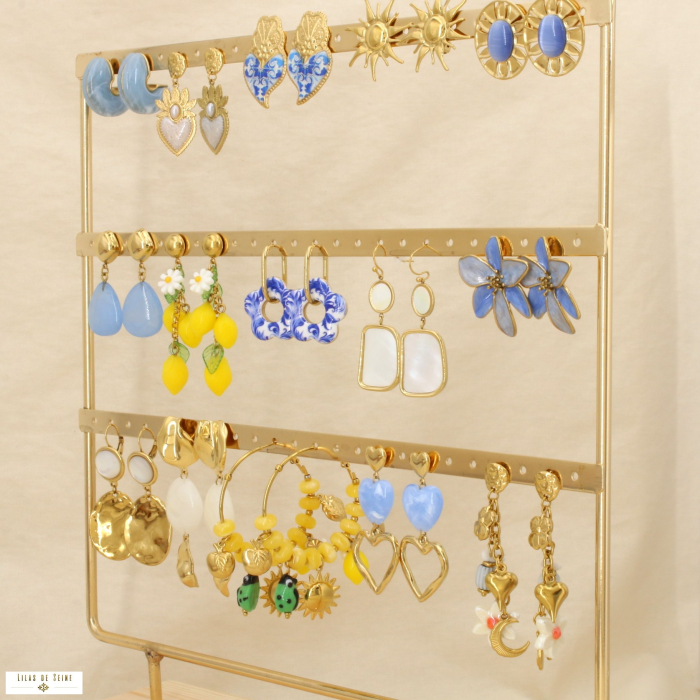 Ensemble 15 boucles d'oreilles méditerranéen acier 0326176 bleu