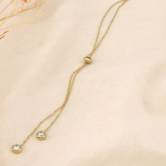 Collier pendentif coulissant acier inoxydable strass 0126199 doré