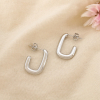 Boucles d’oreilles créoles acier forme U arrondie 0326179 argenté