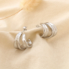 Boucles d’oreilles acier créoles effet double anneau 0326180 argenté