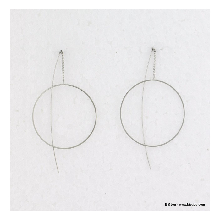 Boucles d'oreilles pendantes anneaux métal 0313630-argenté