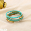 Lot de 4 bracelets jonc acier résine marbré 0226237 vert aqua