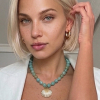 Collier acier inox résine marbrée bille coquillage 0126203