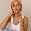 Collier acier inoxydable émail marbré floral perle 0126206