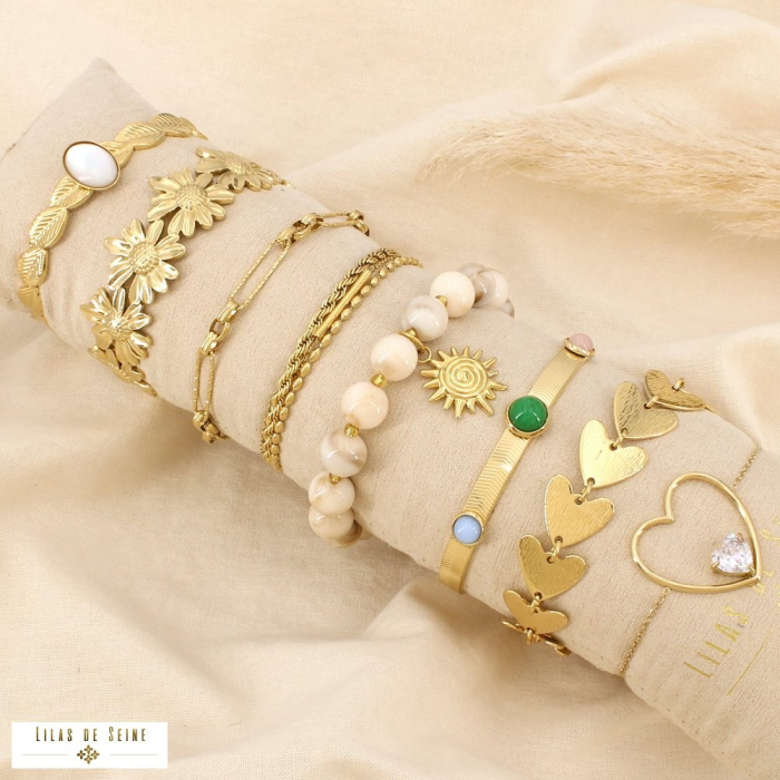 Ensemble 8 bracelets acier pierre strass résine 0226250 doré