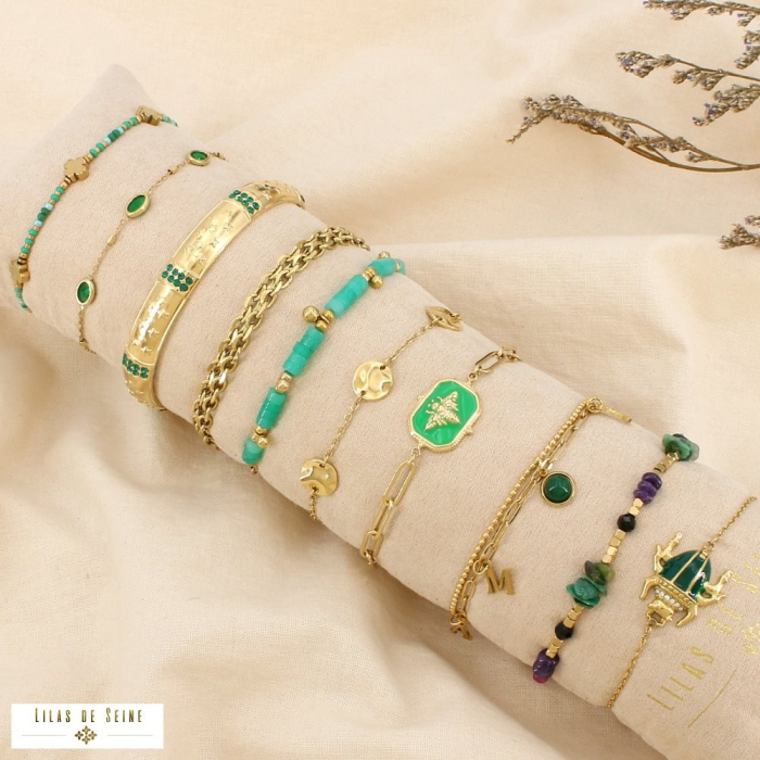 Ensemble 10 bracelets acier inox nuance vert foncé 0226251 vert foncé