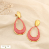 Boucles d'oreilles acier inox émail marbré gouttes 0326181 rouge corail