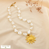 Collier cerceau acier design organique contemporain 0126216 doré