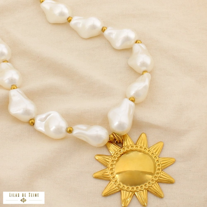 Collier cerceau acier design organique contemporain 0126216 doré