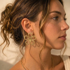 Boucles d’oreilles acier inoxydable martelé fleur 0326088