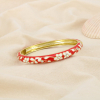 Bracelet jonc ouvrable floral métal émail strass 0226220 rouge