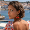 Boucles d’oreilles demi-créoles acier résine cristal 0326114