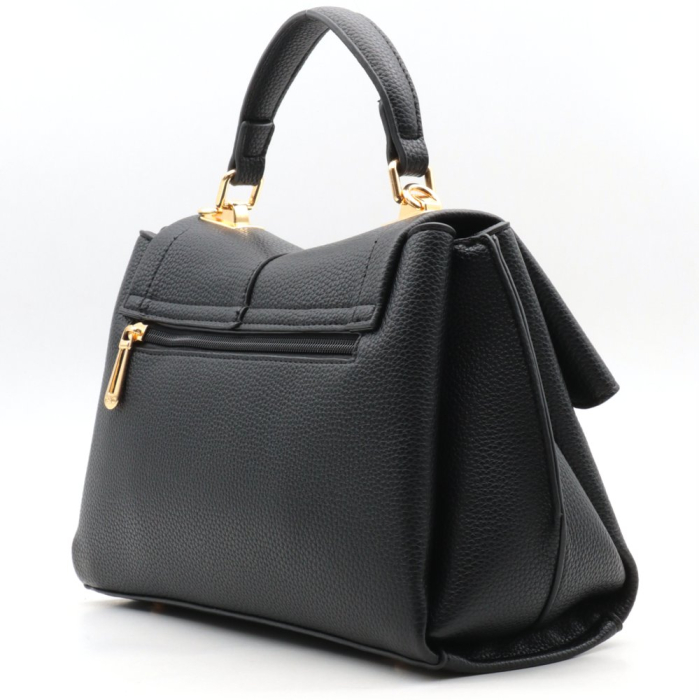 Sac à main Flora&Co simili-cuir grainé rabat fermoir tourniquet 0926511 noir