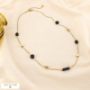Collier acier inoxydable pierre noire graphique 0126219 noir