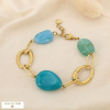 Bracelet acier inoxydable résine marbrée maillons 0226165 bleu turquoise