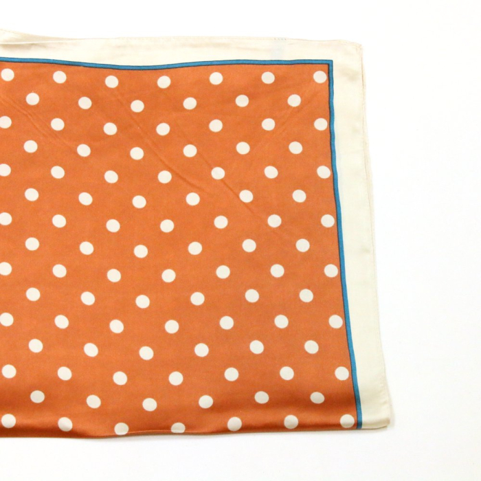 Carré satin motif à pois touché soie polyester 0726515 cognac