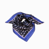 Carré satin imprimé abstrait touché soie polyester 0726546 bleu foncé