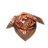 Carré satin motif géométrique touché soie polyester 0726547 marron