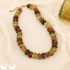 Collier acier inoxydable résine marbrée multicolore 0126538 vert