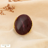 Bague XXL ouverte acier inoxydable résine marbrée 0426537 rouge bordeaux