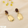 Boucles d’oreilles CLIP acier inoxydable résine 0326502 marron