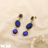 Boucles d’oreilles pendantes acier résine cristal 0326505 bleu