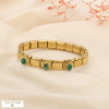 Bracelet élastique acier maillons articulés pierre 0226514 vert