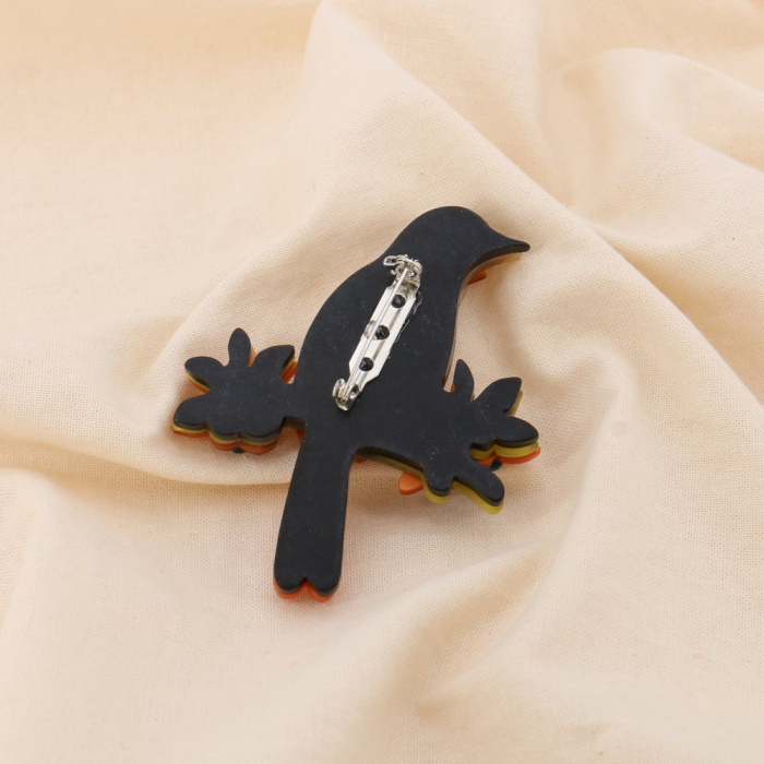 Broche Oiseau Résine Epingle Métal 0525020 vert foncé