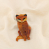 Broche épingle chat résine marbrée métal 0526503 cognac