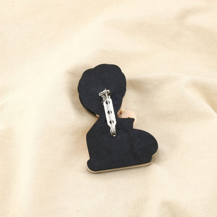 Broche épingle femme léopard lunettes résine métal 0526506 marron