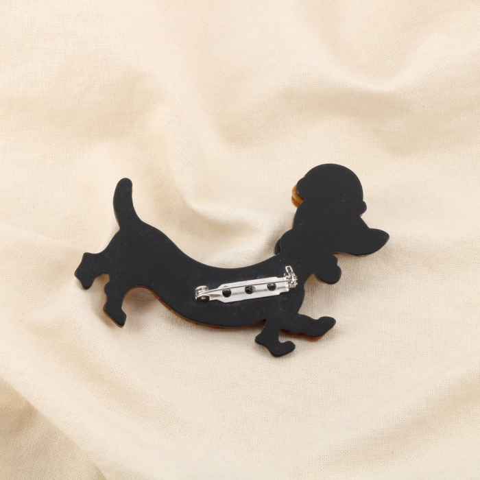 Broche épingle chien teckel résine marbrée métal 0526502 vert