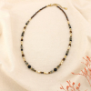 Collier acier pierres nacre nuances naturelles 0126570 gris foncé