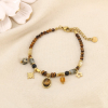 Bracelet acier breloque pierres nacre cristal étoile 0226570 marron