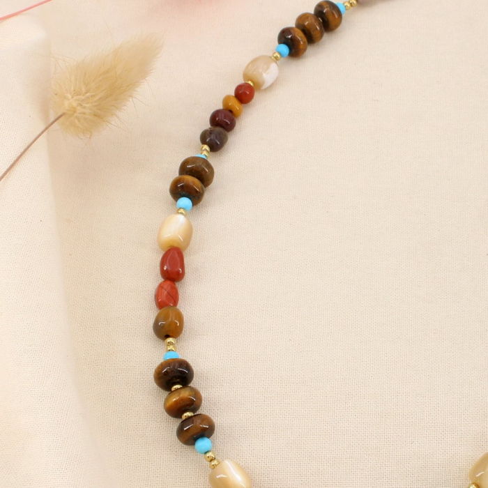 Collier acier pierres nacre nuances multicolores 0126572 multi