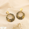 Boucles d’oreilles acier résine pailletée floral 0326501 noir