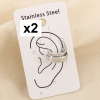 2 Bagues d'oreilles acier anneau effet superposé 0326545 argenté