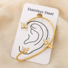 Ear cuff contour d'oreille acier strass floraux 0326524 doré