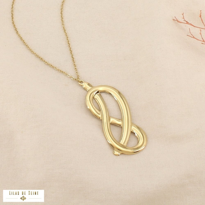 Collier acier inox pendentif entrelacé graphique 0126500 doré