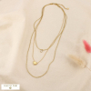 Collier multirang acier inoxydable cœur stras 0126505 doré