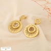 Boucles d’oreilles acier médaillon ajouré martelé 0326566 doré