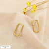 Boucles d’oreilles créoles rectangle acier strass 0326565 doré