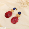 Boucles d’oreilles acier inox résine marbrée verre 0326554 bleu foncé