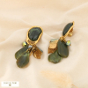 Boucles d’oreilles CLIP bohème acier résine cristal 0326560 vert kaki