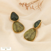 Boucles d’oreilles CLIP acier résine imprimé boa 0326589 vert kaki