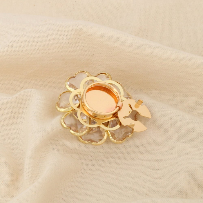 Cache-bouton fleur métal résine strass 0526507 doré