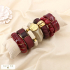 Ensemble 7 bracelets acier inox résine tons bordeaux 0226605 rouge bordeaux