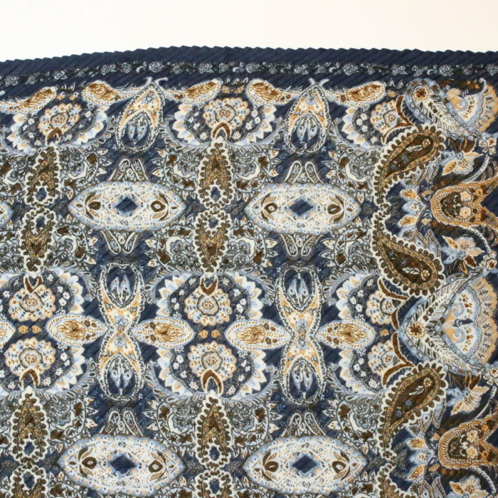 Foulard plissé imprimé cachemire viscose 0726500 bleu foncé