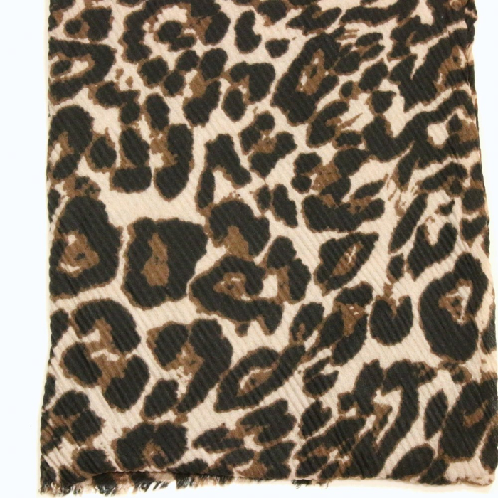 Foulard plissé viscose imprimé léopard 0726557 marron