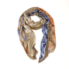 Foulard viscose motifs graphiques floraux frangés 0726531 taupe